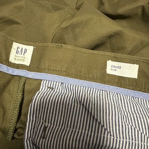 GAP Olive Green Chino Pants - Slim Fit - Picture 3 of 3